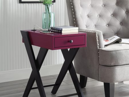 Fierce Burgundy & Black Side Table (USB Charging Dock) Hot on Sale