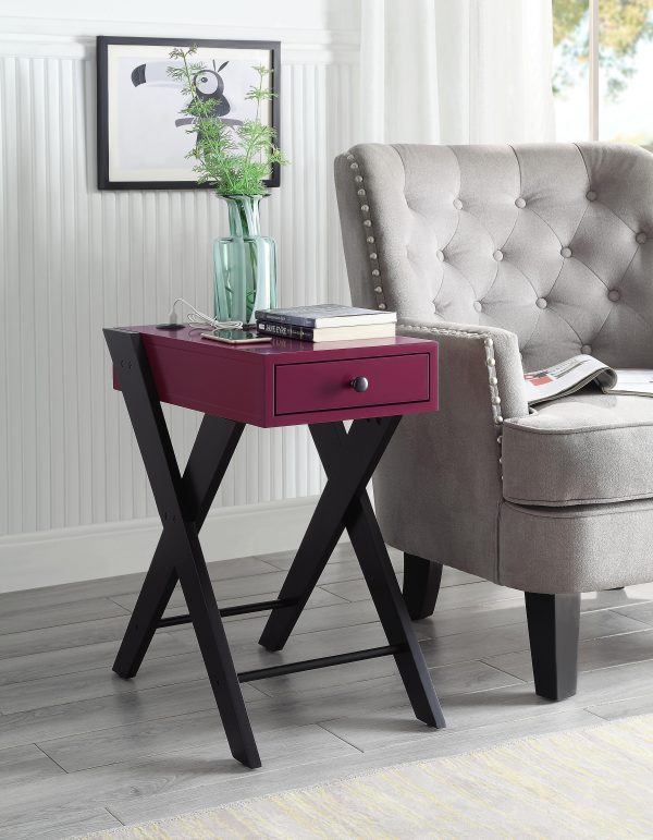 Fierce Burgundy & Black Side Table (USB Charging Dock) Hot on Sale