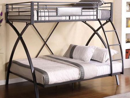 Apollo Gun Metal Chrome Twin Full Bunk Bed For Cheap