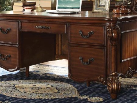 Acme Vendome Five Drawer Double Pedestal Desk in Cherry 92125 on Sale