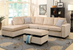 Belville Beige Velvet Sectional Sofa w Pillows Online Hot Sale