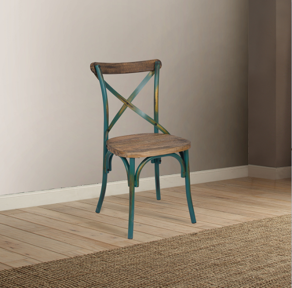 Zaire Antique Turquoise & Antique Oak Side Chair (1Pc) Online Sale