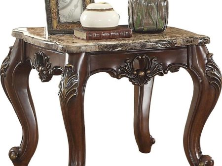 Acme Furniture Devayne End Table in Marble Dark Walnut 81687 Fashion