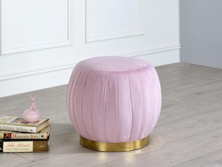 Zinnia Pink Carnation Velvet & Gold Ottoman For Cheap