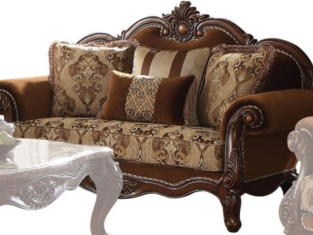 Acme Furniture Jardena Loveseat with 4 Pillows in Cherry Oak 50656 Hot on Sale