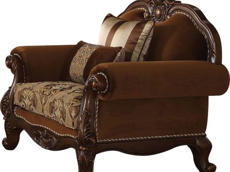 Acme Furniture Jardena Chair with 2 Pillows in Cherry Oak 50657 Online now