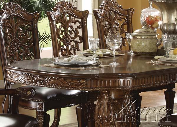 Acme Vendome Double Pedestal Dining Table in Cherry on Sale