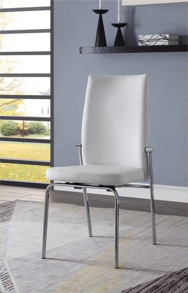 Osias White PU & Chrome Side Chair Online