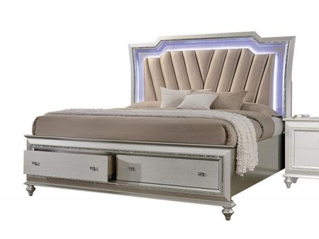 Acme Furniture Kaitlyn King Storage Bed in Champagne Fashion