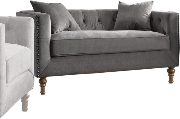 Acme Furniture Sidonia Loveseat in Gray Velvet 53581 For Sale