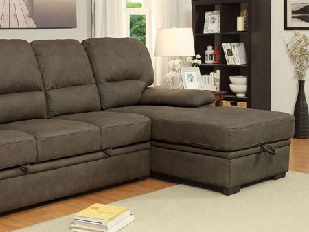 ALCESTER Brown Sectional w  Sleeper, Ash Brown Sale