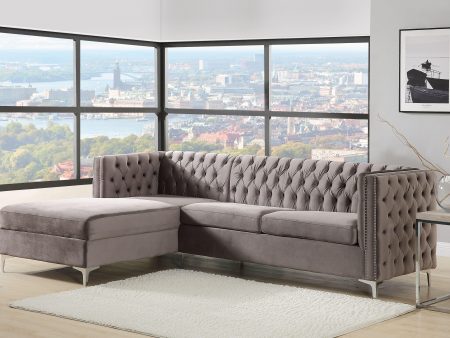 Sullivan Gray Velvet Sectional Sofa Online