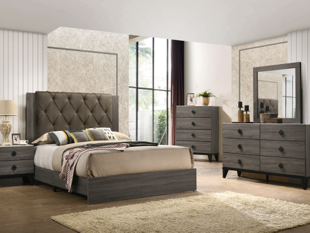 Avantika Fabric & Rustic Gray Oak Eastern King Bed Online Sale