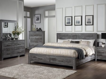 Vidalia Rustic Gray Oak Eastern King Bed (Storage) on Sale