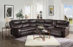 Tavin Espresso Leather-Aire Match Sectional Sofa (Motion) Fashion