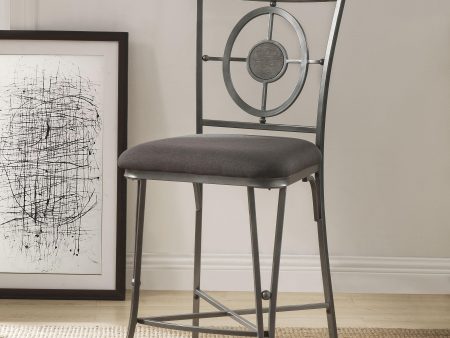 Landis Fabric & Gunmetal Counter Height Chair For Cheap