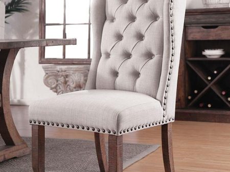 Gianna Rustic Pine Ivory Wingback Chair (2 CTN) For Sale