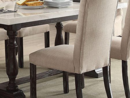 Acme Furniture Gerardo Upholstered Side Chair in Beige and Espresso (Set of 2) 60822 For Sale