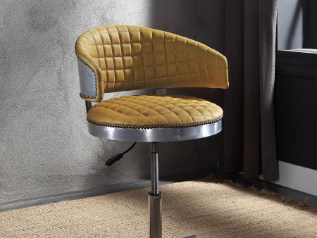 Brancaster Turmeric Top Grain Leather & Chrome Adjustable Chair w Swivel Online now