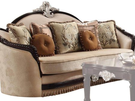 Acme Furniture Ernestine Loveseat with 6 Pillows in Tan and Black 52111 Cheap