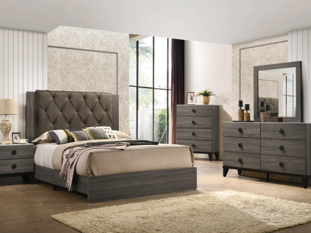 Avantika Fabric & Rustic Gray Oak Queen Bed Sale