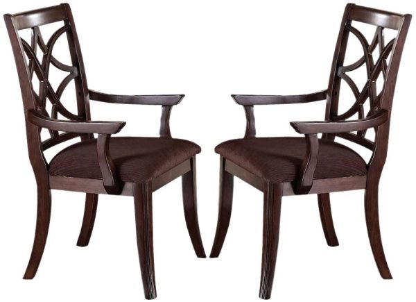 Acme Keenan Dining Arm Chairs (Set of 2) in Dark Walnut 60258 Fashion