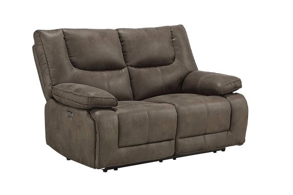 Acme Harumi Power Motion Loveseat in Gray Leather-Aire 54896 Discount