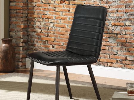 Hosmer Black Top Grain Leather & Antique Black Side Chair For Cheap