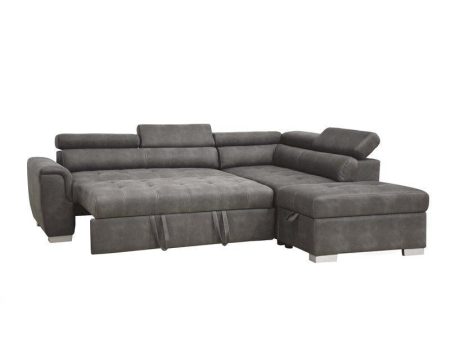 Acme Thelma Sectional Sofa w  Sleeper & Ottoman in Gray 50275 Online Sale