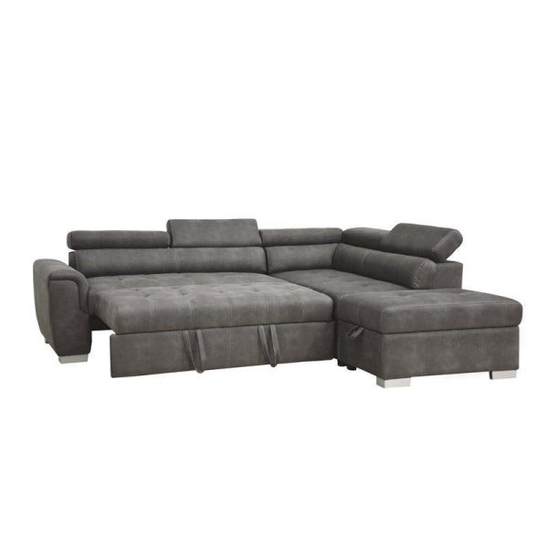 Acme Thelma Sectional Sofa w  Sleeper & Ottoman in Gray 50275 Online Sale