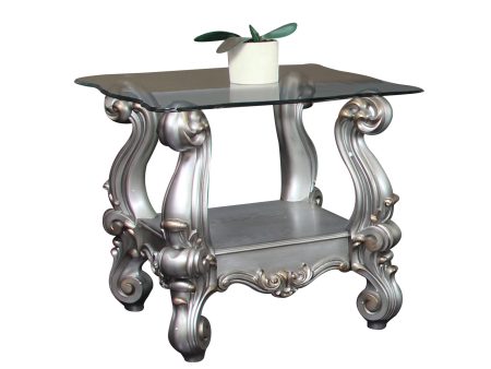 Versailles Antique Platinum & Clear Glass End Table Supply