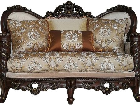 Acme Furniture Devayne Loveseat with 4 Pillows in Dark Walnut 50686 Online now