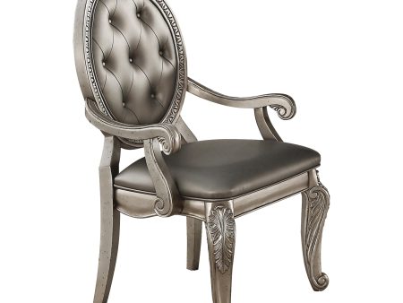 Northville PU & Antique Silver Arm Chair Online Hot Sale