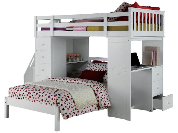 Acme Freya Loft Bed Set with Twin Bed in White 37145 37152 Online Sale