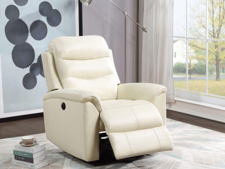 Ava Beige Top Grain Leather Match Recliner (Power Motion) on Sale