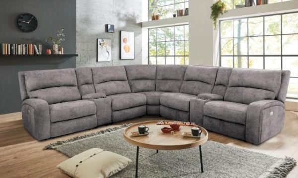 APOSTOLOS Power Sectional, Light Gray Online Hot Sale