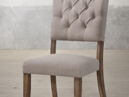 Bernard Cream Linen & Weathered Oak Side Chair For Sale