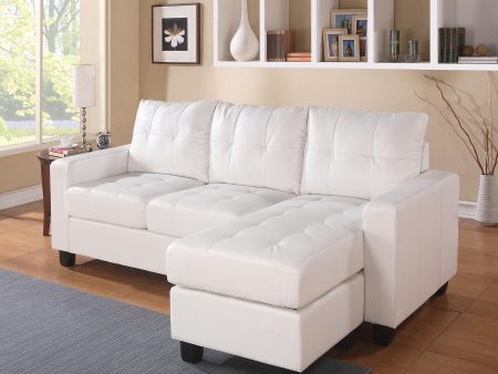 Lyssa White Bonded Leather Match Sectional Sofa & Ottoman Cheap