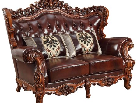 Acme Furniture Eustoma Loveseat in Cherry and Walnut 53066 For Discount