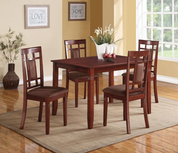 Sonata Cherry & Chocolate Microfiber Dining Set (5Pc Pk) For Sale