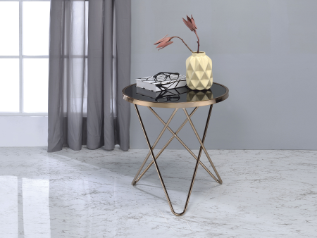 Valora Champagne & Black Glass End Table Cheap