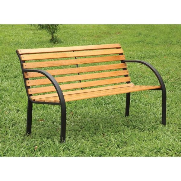 DUMAS Oak Black Patio Wooden Bench Online now