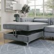 Amie Glam Gray Sectional w Storage For Discount