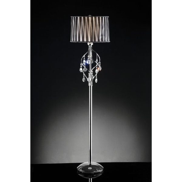 Arya Black Chrome Floor Lamp, Hanging Crystal on Sale