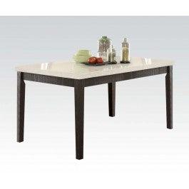 Acme Nolan Rectangular Dining Table in White Marble Weathered Black 72850 Fashion