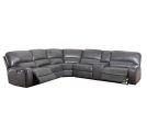 Saul Gray Leather-Aire Sectional Sofa (Power Motion USB) on Sale