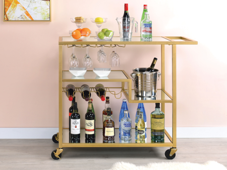 Adamsen Champagne & Mirror Serving Cart Online now