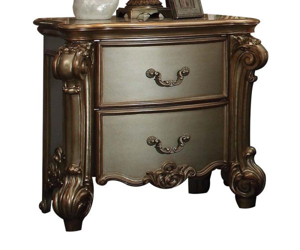 Acme Vendome Nightstand in Gold Patina 23003 For Sale