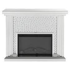 Acme Furniture Nysa Fireplace in Mirrored & Faux Crystals 90204 Cheap