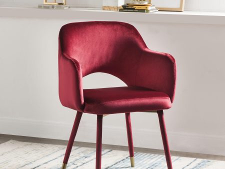 Applewood Bordeaux-Red Velvet & Gold Accent Chair Fashion